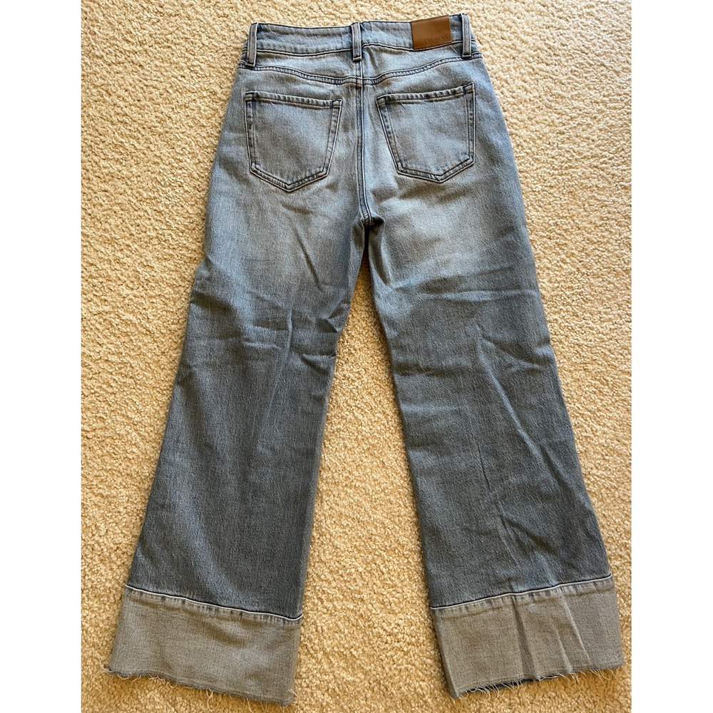 New Evereve High Rise Flare Raw Hem Blue Denim Jeans Women 26